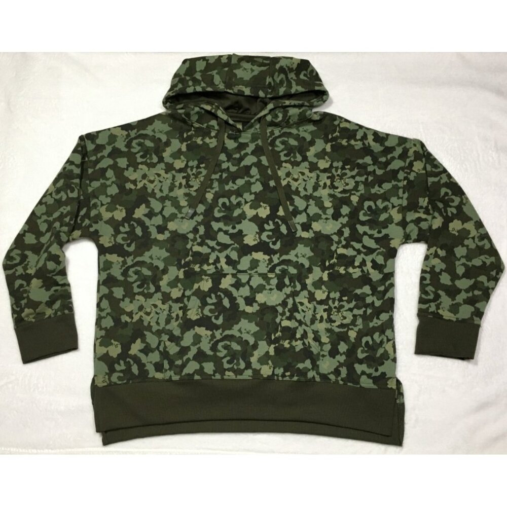 Athletic Works XL Women's Hoodie Sweatshirt Green Camo Kangaroo Pocket Bust 48"